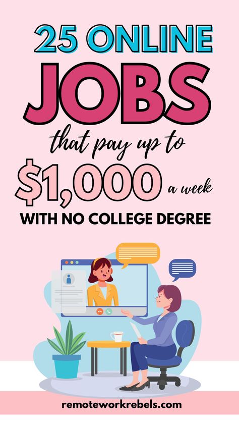 25 online jobs that pay up to $1,000 a week with no college degree. No college degree = no worries! This big list of remote jobs hiring now doesn't require you to have formal education. Best entry-level jobs for beginners that have high earning potential! Online Jobs For Students, Best Money Making Apps, Online Jobs For Moms, Hotel Jobs, Entry Level Jobs, Best Online Jobs, Legitimate Work From Home, Student Jobs, Online Jobs From Home