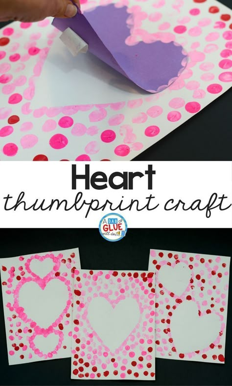 Heart Thumbprint, Thumbprint Crafts, Thumbprint Art, Kindergarten Valentines, February Crafts, Valentine's Day Crafts For Kids, Preschool Valentines, Valentine Activities, Valentine Crafts For Kids