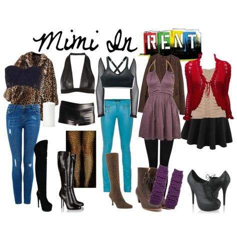 Mimi in Rent by thelovelysarah-rae on Polyvore featuring Chanel, H&M, Dion Lee, Plein Sud, Motel, Isabel Marant, Forever New, SLY 010, River Island and Moving Comfort Rent Inspired Outfits, Rent Mimi Outfit, Mimi Rent Outfit, Mimi Rent Costume, Rent Outfits Musical, Mimi Rent, Musical Inspired Outfits, Rent Musical Costumes, Rent The Musical