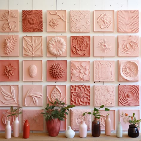 Ceramic Mural Art Ideas, Clay Mural Art On Canvas, 3d Clay Mural Art, 3d Wall Tiles Budha, 3d Clay Mural Art Lotus, Cafe Wall Art, Ceramic Wall Decor, Diy Wall Art Decor, Mini Doll House