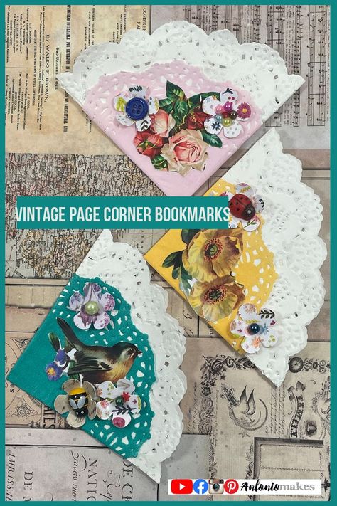 Birding Journal, Diy Marker, Vintage Page, Handmade Journals Diy, Vintage Bookmarks, China Crafts, Bookmark Craft, Embellishment Diy, Corner Bookmarks