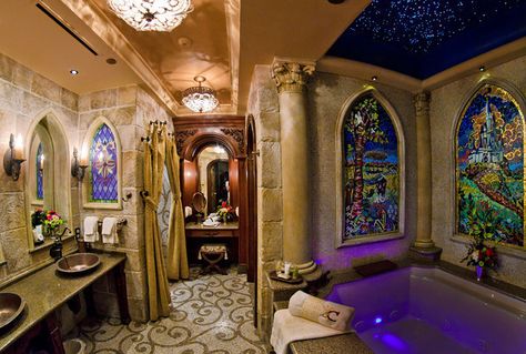 The Most Exclusive Hotel Room In The World: Inside Disney's Castle Hotel Disney, Cinderella Suite, Disney Bathroom, Casa Disney, Fancy Bathroom, Castle Rooms, Disney Tourist Blog, Disney Paris, Disney Rooms