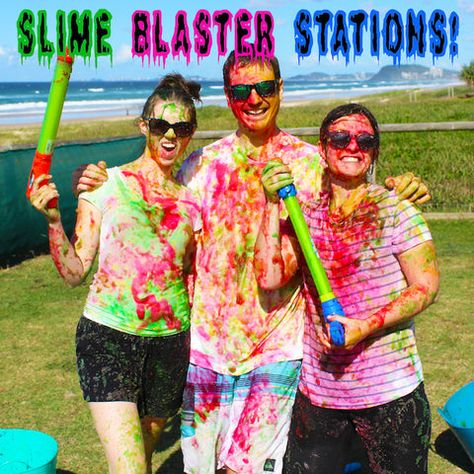 School Fun Run, Color Run Powder, Obstacle Course Ideas, Slime Package, Slime Games, Yellow Slime, Colorful Slime, Colour Run, Pink Slime