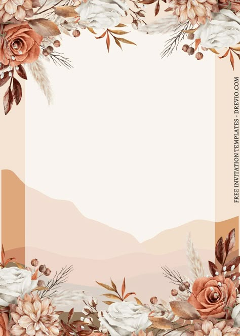 Bohemian Party Invitations, Boho Template Background, Elegant Banner Design, Floral Template Backgrounds, Invitation Card Design Templates Free Printable, Blank Cards Design Free Printable, Boho Flower Background, Wedding Illustration Background, Boho Floral Background