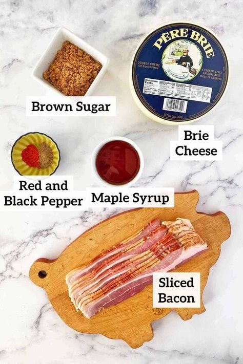 This Baked Maple Bacon Brie recipe is the appetizer your guests will be talking about for months to come! The combination of melting, creamy brie cheese with salty, sweet, savory bacon topping is incredible.It’s not only easy to make, but you can prepare it in advance and heat it just before the party. I love to make this for brunch, too, or add it to a charcuterie board. If you love the flavor of maple bacon, you are going to love this easy, cheesy spread! If you love combining the… Maple Bacon Brie, Bacon Brie, Baked Brie Appetizer, Creamy Brie, Savory Bacon, Brie Appetizer, Brie Recipes, Candied Bacon, A Charcuterie Board