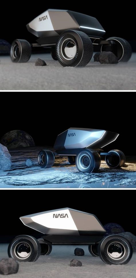 While Mars remains the ultimate inhabitable destination for mankind, the moon’s surface is still unexplored. Robin gives a very light appeal to his rover design that has a very balanced weight distribution, much needed for the unfriendly terrains of foreign planets or moons. It looks made for two passengers on-board, and yes, the Tesla Cybertruck like element gives it that futuristic appeal. READ & VIEW MORE NOW! Moon Vehicle, Moon Rover Concept, Futuristic Machine, Mars Vehicle, Exploration Vehicle, Moon Rover, Lunar Rover, Factory Photography, Autonomous Car