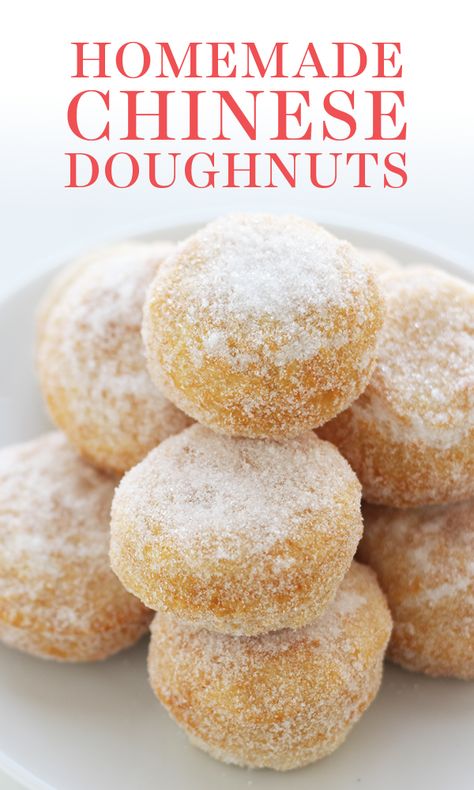 This Homemade Chinese Doughnut recipe is reminiscent of the ones you get from the Chinese buffet dessert table but made from scratch in less than 1 hour! #chinesedoughnut #doughnut #donut Chinese Sugar Biscuits, Homemade Chinese Donuts Recipe, Chinese Fried Biscuits, Chinese Sugar Donuts Recipe, Chinese Biscuits, Chinese Doughnut, Buffet Dessert, Chinese Buffet, Homemade Chinese