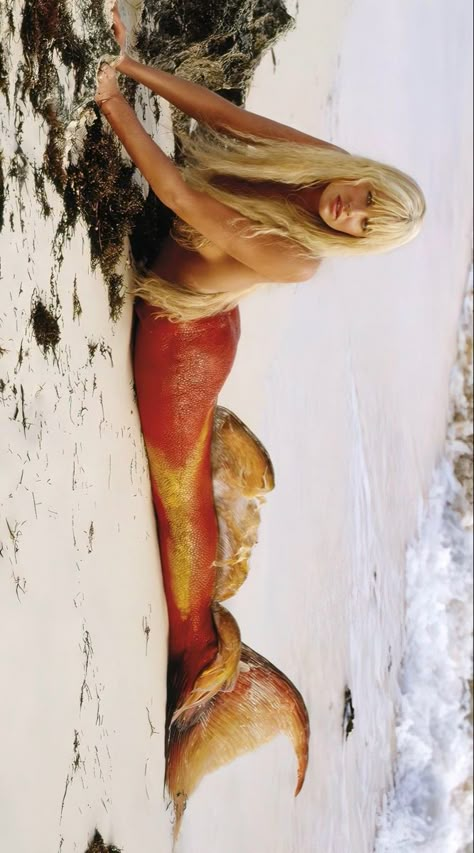 Splash Mermaid, Splash Movie Mermaid, Mermaid Aesthetic Tail, Mermaid Athestic, River Mermaid, Mermaid World Aesthetic, Orange Mermaid Tail Aesthetic, Orange Mermaid Tail, Splash Movie