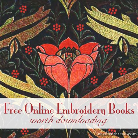 Embroidery Library Free Pattern, Old Embroidery, Embroidery Books, Jacobean Embroidery, Crewel Embroidery Patterns, Antique Pattern, Vintage Needlework, Antique Embroidery, Embroidery Book