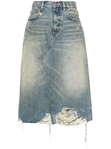 Ripped Denim Skirt, Distressed Outfit, Ripped Denim Skirts, Dream Wishlist, Denim Skirt Outfits, Denim Outfits, Long Denim Skirt, Distressed Denim Skirt, Bleached Denim