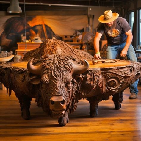 Get ready to be amazed by these wooden animal coffee tables that will leave you in awe! Wood Carved Table, Sculpture Coffee Table, Wooden Carving Design, Animal Coffee Table, Beautiful Woodwork, Unique Wood Furniture, Rustic Wooden Coffee Table, Carved Fireplace, Mountain Wood Art