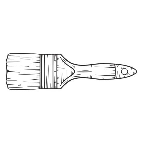 Drawing Of A Paint Brush, Paint Brush Drawing Cartoon, Paint Brush Sketch, Paint Brush Illustration, Paint Brush Tattoo, Paint Brush Png, Paintbrush Drawing, Practice Tattooing, Redbubble Ideas