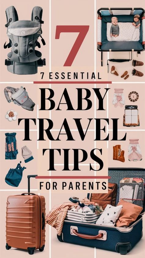 Check out these 7 essential tips for traveling with a baby, from packing to flying. These tips will make your trips smoother and more enjoyable. Save this pin for baby travel advice! Newborn Travel Essentials, Airplane Travel Hacks, Baby Packing List Travel, Flying With Baby, Baby On Plane, Baby Packing List, Travel With Baby, Baby Essential Checklist, Travel Tips With Baby