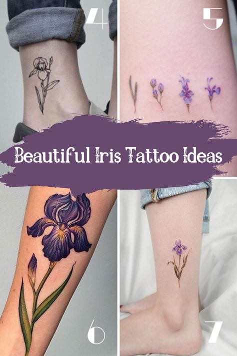 Beautiful Iris Tattoo Ideas Designed - TattooGlee Irish Flower Tattoo, Piercing Placement Ideas, Flower Bracelet Tattoo, Iris Flower Tattoo, Piercing Placement, Sister Tats, Iris Tattoo, Flower Tattoo Meanings, Bracelet Tattoo