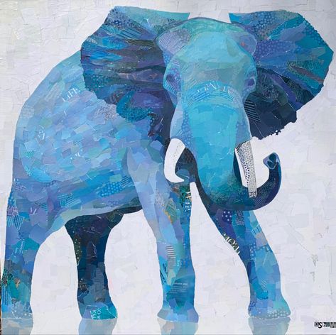 My #artwork #collage #elephant #blue #paperartist #handmade #art Artwork Collage, Elephant Art, Blue Painting, Paper Artist, Art Blue, Animal Party, Handmade Art, Elephant, Mural