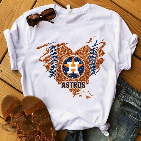 Vinyl Shirt Ideas, Houston Astros Shirts, Astros T Shirt, Houston Astros Baseball, Astros Baseball, T Shirt World, Baseball T, Houston Astros Logo, Baseball Mom