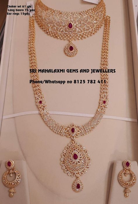 Czs full set Long haar choker n ear rings in Diamonds finish Susan Shaw, Jewellery Pearl, Bridal Jewellery Earrings, Bridal Jewels, Indian Bridal Jewelry Sets, Gold Necklace Indian Bridal Jewelry, Gold Bridal Jewellery Sets, Pearl Bridal Jewelry, Bridal Diamond Jewellery