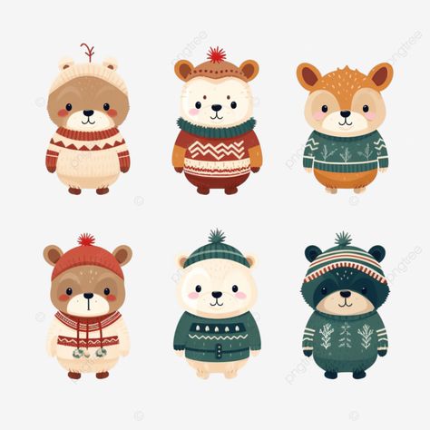 merry christmas celebration cute animals with ugly sweaters christmas animals funny christmas chri Gingerbread Animals, Animal Christmas Illustration, Christmas Animals Cartoon, Cute Christmas Animals Illustration, Funny Reindeer Cartoon, Christmas Animal Puns, Christmas Memes Cute, Funny Christmas Cartoons, Cartoons Png