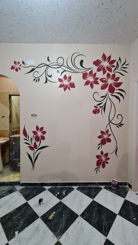 Aesthetic Wall Design Paint, Room Wall Painting Designs, Bedroom Wall Painting Ideas Creativity Design, Corner Wall Painting, Small Wall Ideas, Bedroom Wall Painting Ideas Creativity, Wall Painting Drawing, Room Decor Ideas Aesthetic, Room Decor Bedroom Aesthetic