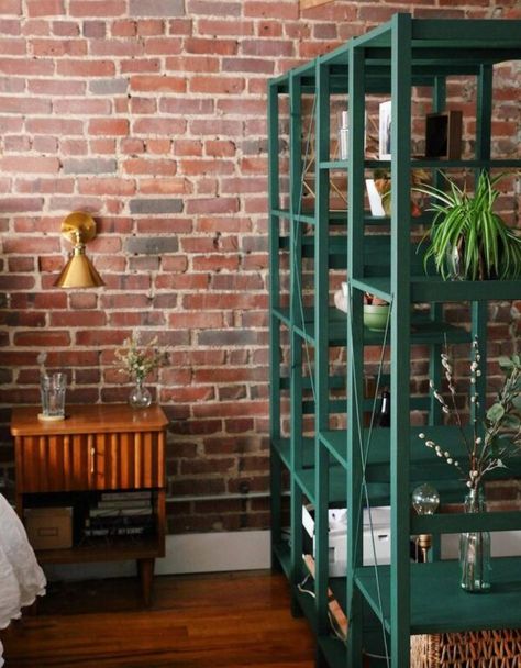 Open Room Divider Ideas, Room Divider Kast, Fjallbo Ikea Hack, Ivar Room Divider, Plant Room Divider, Dividing Rooms Without Walls, Boho Room Divider, Room Dividers Ideas, Ivar Shelf