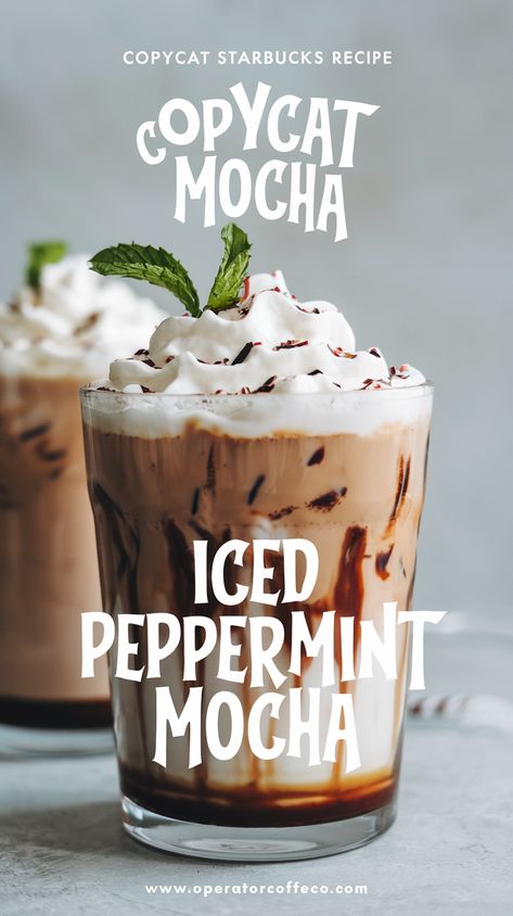 Taste: Rich chocolate with a refreshing peppermint twist. Ingredients: Espresso, mocha sauce, peppermint syrup, milk, ice, whipped cream. Peppermint Coffee Starbucks, Peppermint Mocha Syrup Recipe, Iced Peppermint Mocha Recipe, Peppermint Iced Coffee, Mocha Syrup Recipe, Winter Coffee Drinks, Iced Peppermint Mocha, Starbucks Iced Coffee Drinks, Mocha At Home