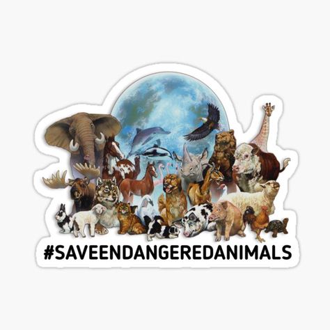 "Save The Animals - Save Endangered Animals " Sticker for Sale by Tema01 | Redbubble Endangered Animals Art, Endangered Animals Project, Save The Animals, Animals Stickers, Pet Mice, Animals Art, Endangered Animals, Animal Projects, Animal Stickers