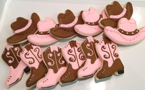 Western Girl Boots and Cowboy Cowgirl Hats - Decorated Sugar Cookies by I Am The Cookie Lady Camo Birthday Party Ideas, Pink Camo Birthday, Cowgirl Cookies, Camo Birthday Party, Camo Birthday, Horse Cookies, Cowboy Cookies, Cowboy Baby Shower, Hat Cookies