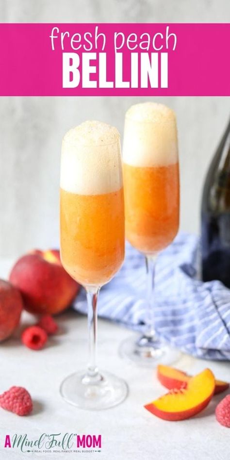 Belini Recipe, Bellini Cocktail Recipes, Peach Bellini Recipe, Fresh Peach Recipes, Bellini Cocktail, Bellini Recipe, Cookie And Kate, Bacon Wrapped Dates, Italian Cocktails