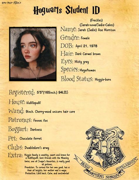 Harry Potter Character Sheet, Harry Potter Oc Character Sheet, Harry Potter Wand Ideas, Harry Potter Wands Oc, Hardy Potter, Hp Oc, Dr Script, Harry Potter Oc, Carmel Brown