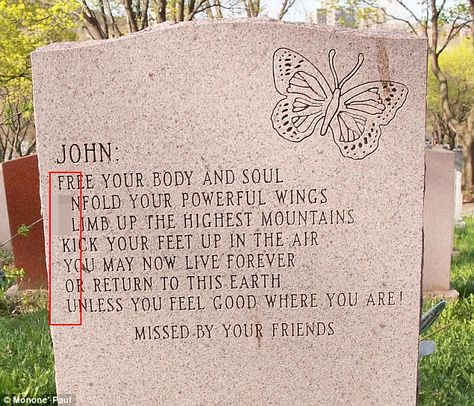 Hidden message: One grave appears to have an innocent, poetic inscription, but the first letters of each word actually spell out 'f**k you' I Like You Hidden Message, Hidden Message, Hidden Messages, Living Forever, Tombstone, Game Development, Riddles, Feel Good, How Are You Feeling