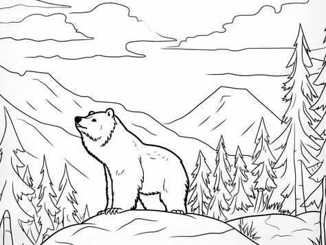 illustration of Serene wilderness coloring Coloring Page For Adults, Beauty Planet, Forest Creatures, Lush Greenery, Natural Environment, Adult Coloring Pages, Coloring Page, Animal Drawings, Free Printable