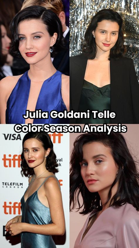 Julia Goldani Telles color season revealed with superior online analysis. Find out why online is more accurate and affordable for celebrities. Bright Winter Color Palette, Julia Goldani, Julia Goldani Telles, Winter Skin Tone, Body Shape Guide, Colour Psychology, Bold Lip Color, Winter Color Palette, Seasonal Color Analysis