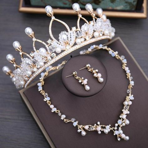 Wedding Headbands, Bridal Jewelry Pearl Sets, Tiaras Jewellery, Crown Earrings, Pearl Tiara, Pearl Bridal Jewelry, Crown Necklace, Bridal Jewelry Set, Rhinestone Tiara