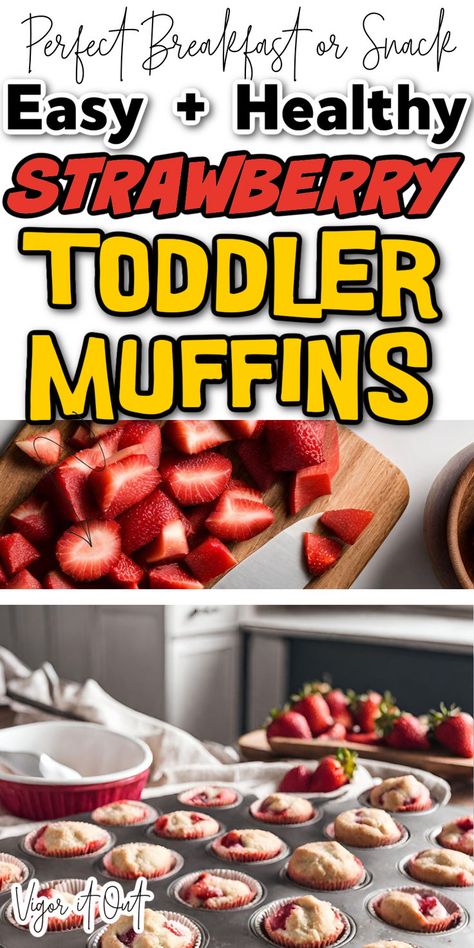 This is the best easy healthy strawberry toddler muffins around. Strawberry muffins for toddlers make a great snack or breakfast perfect for little hands to grab and feed themselves for baby-led weaning families. These kid friendly mini muffins are perfect food for kids! Healthy Strawberry Muffins, Strawberry Muffins Easy, Muffins For Toddlers, Strawberry Muffins Healthy, Easy Toddler Snacks, Toddler Muffins, Strawberry Snacks, Easy Toddler Meals, Toddler Dinner