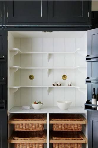 Wicker Drawers, White Shelving, Plain English Kitchen, Bespoke Kitchen Design, Plain English, Diy Kitchen Renovation, Home Improvement Loans, English Kitchens, Kitchen Farmhouse