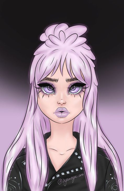 Trill Art, Pastel Goth Art, Sticker Inspo, Hair Illustration, Goth Art, Bratz Doll, Pink Eyes, Sketchbook Drawing, Creepy Cute