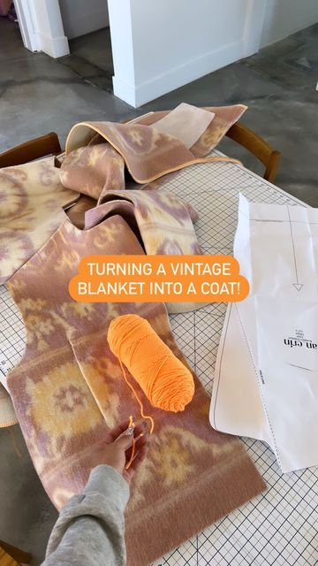 Turn A Blanket Into A Jacket, Diy Blanket Jacket, Blanket Coat Diy, Fleece Jacket Diy, Blanket Jacket Diy, Erin Robertson, Blanket Jacket, Diy Jacket, Batwing Top