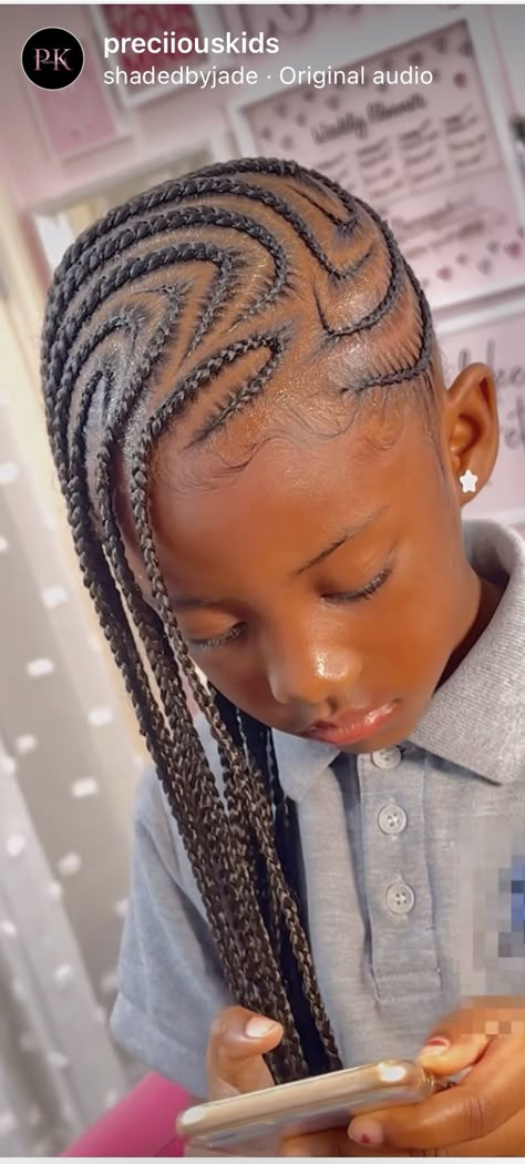 Kids Stitch Braids Hairstyles, 4c Hairstyles For Kids, Maya Hairstyles, Kids Lemonade Braids, Natural Hair Kids Hairstyles, Black Toddler Girl Hairstyles, Kiddie Braids, Natural Kids Hairstyles, Baby Girl Hairstyle