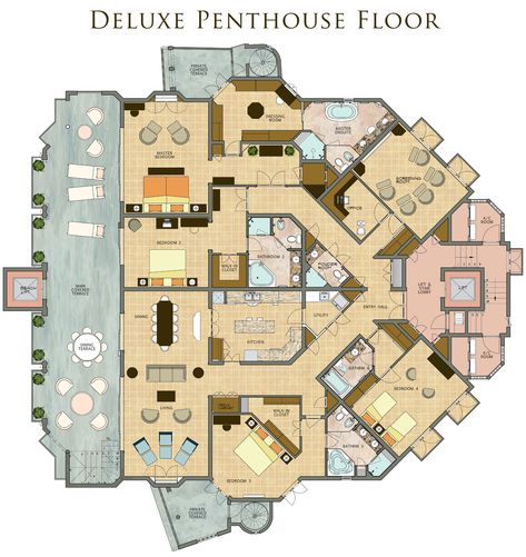 Large Penthouse Floor Plan, Penthouse Blueprints, Luxury Penthouse Apartment Floor Plans, Small Penthouse Apartment, Penthouse Floorplan, Penthouse Floor Plan, Small Penthouse, Penthouse Apartment Floor Plan, Penthouse Layout