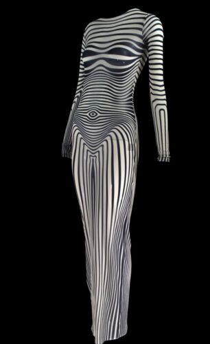 Jean Paul Gaultier Body Morphing Striped Dress Size Small | eBay Gaultier Dress, Jean Paul Gaultier Dress, Queer Fashion, Stripped Dress, Body Dress, Paul Gaultier, Red Carpet Looks, Cool Costumes, Jean Paul