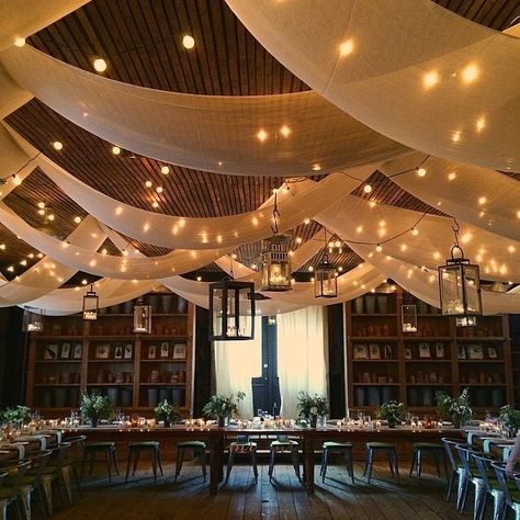 Ceiling Swag, Wedding Ceiling, Ceiling Draping, Rustic Wedding Decorations, Barn Wedding Decorations, Bhldn Weddings, The Ceiling, Wedding Cake Designs, Ceiling Decor