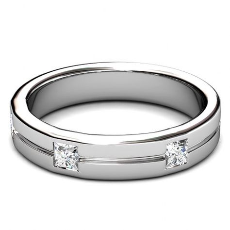 Present yourself with our luxuriant 14KT white gold diamonds mens wedding band. Composed with 0.75CT  cut breathtaking diamonds . This mens wedding band features exquisite diamonds of I-J color and, VS2-SI1 group clarity. Platinum Ring Men, Mens Wedding Bands White Gold, Mens Ring Designs, Mens Diamond Wedding Bands, Wedding Band Designs, Friendship Rings, Gold Rings Fashion, Mens Engagement, Rings Fashion