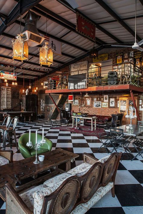 Sir James van der Merwe, Johannesburg #GoldStandard2015 Photo: Charles Johnstone Industrial Loft Design, Bar Shed, Industrial Restaurant, Food Cart Design, Cozy Coffee Shop, Interior Design Consultation, Garage Bar, Brasov, Cafe Interior Design