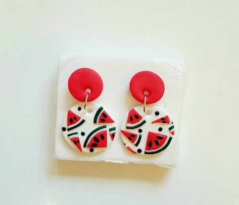 Mothers Day Food, Watermelon Clay, Clay Earrings Cute, Polymer Clay Food, Cherry Apple, Food Earrings, Fruit Earrings, Watermelon Slices, Clay Food