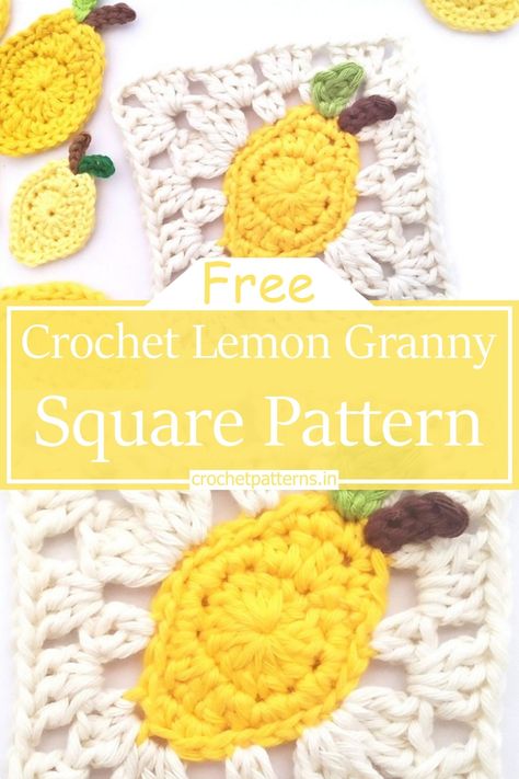 Crochet Lemon Granny Square Pattern Lemon Blanket Crochet, Lemon Granny Square, Lemon Crochet, Crochet Lemon, Crochet Square Blanket, Crochet Phone Cases, Granny Square Pattern, Granny Square Crochet Patterns Free, Softie Pattern