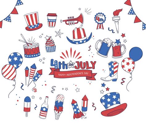 July Clipart, 4th Of July Clipart, Patriotic Fabric, Fourth Of July Decor, Calendar Design, Rock Crafts, Elements Of Art, Typography Prints, Free Clip Art