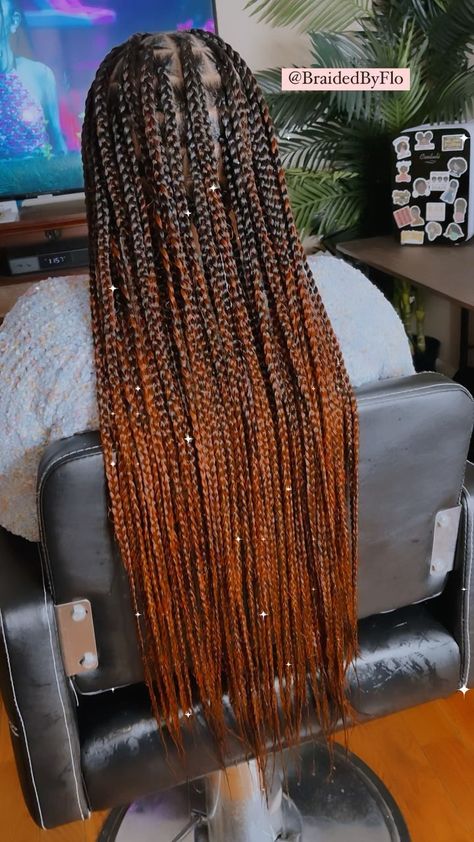 Ginger Ombre Box Braids, Ombre Ginger Braids, Fall Color Knotless Braids Black Women, 1b/350 Braids, Knotless Braids Ombre, Ombré Knotless Braids, Ombre Knotless Braids, Ombré Knotless, Ginger Ombre