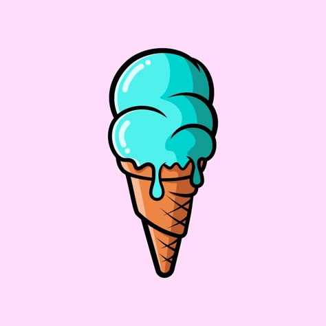 Vector illustration of delicious ice cream cone. Suitable for design element of ice cream logo, food and dessert menu. Ice cream cartoon illustration. Menu Ice Cream, Ice Cream Cone Cartoon, Cartoon Ice Cream Cone, Ice Cream Cone Drawing, Purple Ice Cream, Ice Cream Pictures, Ice Cream Cartoon, Black Men Tattoos, Ice Cream Logo