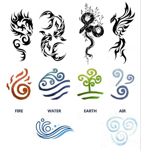 How To Draw Elements, Fenix Tattoo Design, Manga Making, Four Elements Tattoo, Element Tattoo, Avatar Tattoo, Beer Types, Air Tattoo, Bestie Tattoo