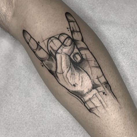 80s Rock Tattoo, Rock N Roll Hand Tattoo, Rock On Tattoo Hand, Rock Tattoo Music, Rock Hand Tattoo, Rock On Tattoo, Rock Tattoo Ideas, Tom Tattoo, Punk Rock Tattoos